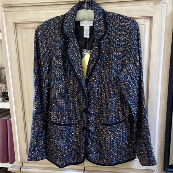 Susan Graver Style blazer sz M black multi- color fleck nwt - Picture 1 of 6